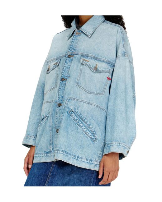 DIESEL Blue De-Lin Bartack-Stitch Denim Jacket