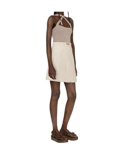 Patou Natural Cross-Strap Cable Knitted Top