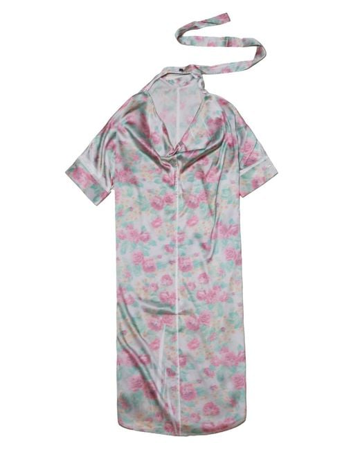 Acne Gray Floral Printed Shirt Dress