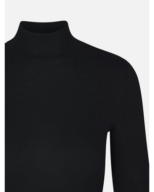 FRAME Black Ribbed High-Neck Top