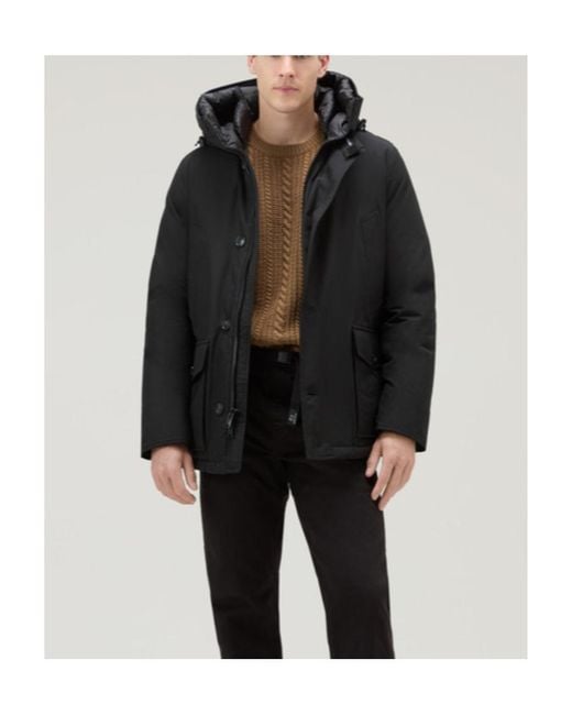 Woolrich Black Arctic Button-Up Padded Jacket for men