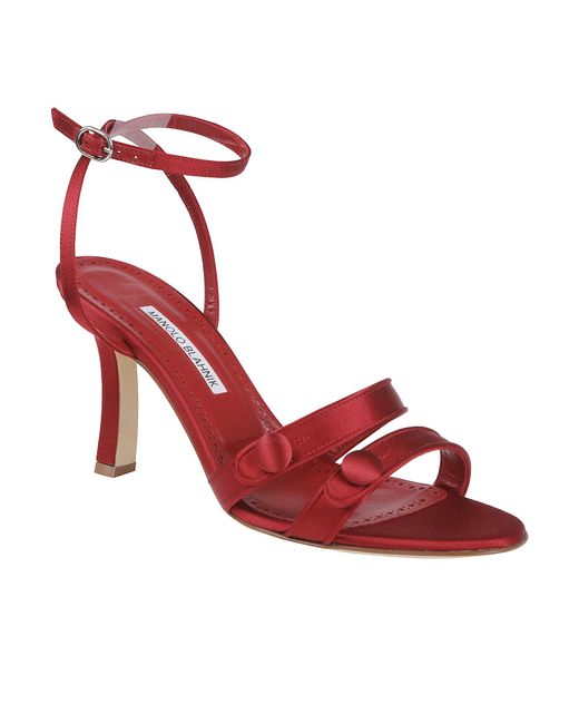 Manolo Blahnik Red Neusita Slingback Sandals