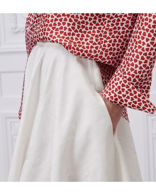 Dior White Qixi Mid-Length Flared Skirt
