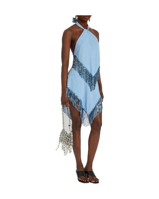 Rabanne Blue Tassel Chain Decorated Knitted Top