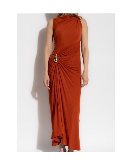 Bottega Veneta Red Drop Detailed Sleeveless Dress