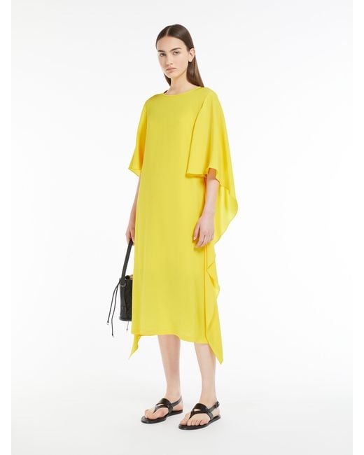 Max Mara Yellow Batwing-Sleeves Midi Dress