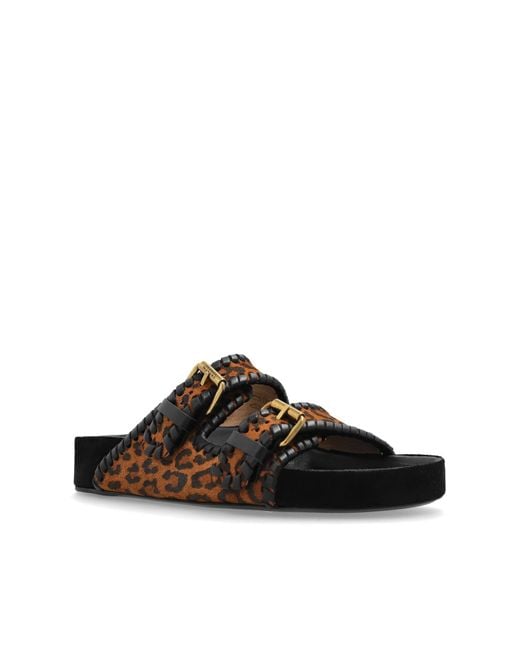 Isabel Marant Black Lennyo Leopard-Print Sandals