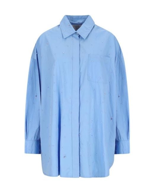 GIUSEPPE DI MORABITO Blue Oversized Embellished Shirt