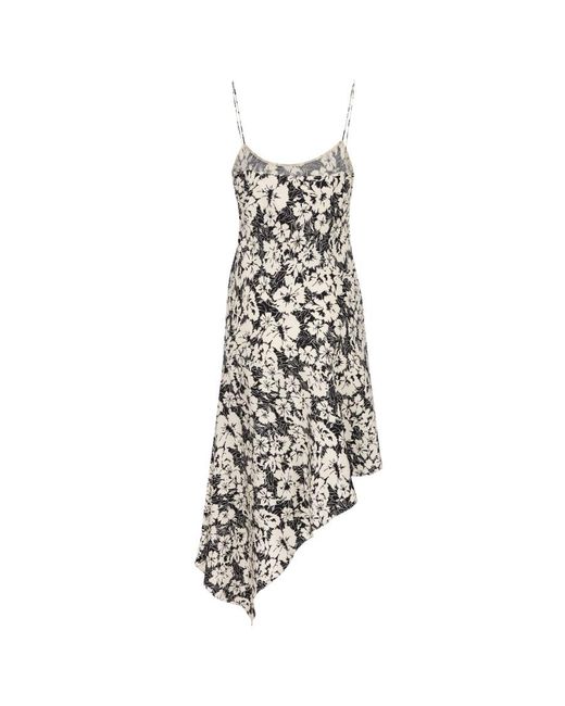 Céline White Mulberry Silk Asymmetrical Suspender Dress