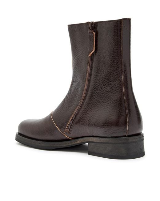 Our Legacy Brown Camion Grained Leather Ankle Boots for men