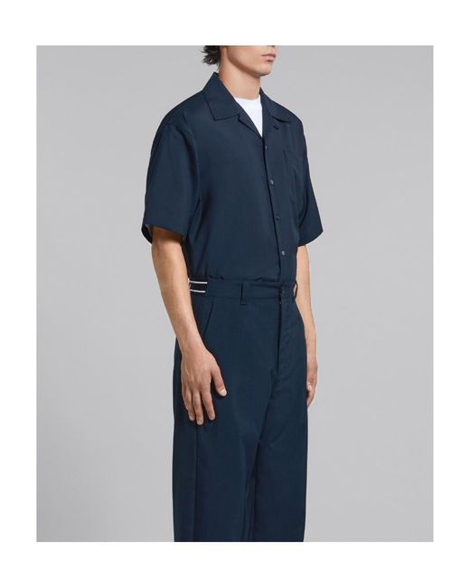 Marni Blue Patch Pocket Short-Sleeved Shirt for men