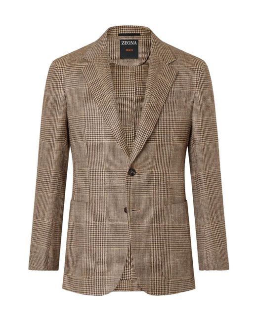 Zegna Brown And Dark Silk Linen And Wool Jacket for men
