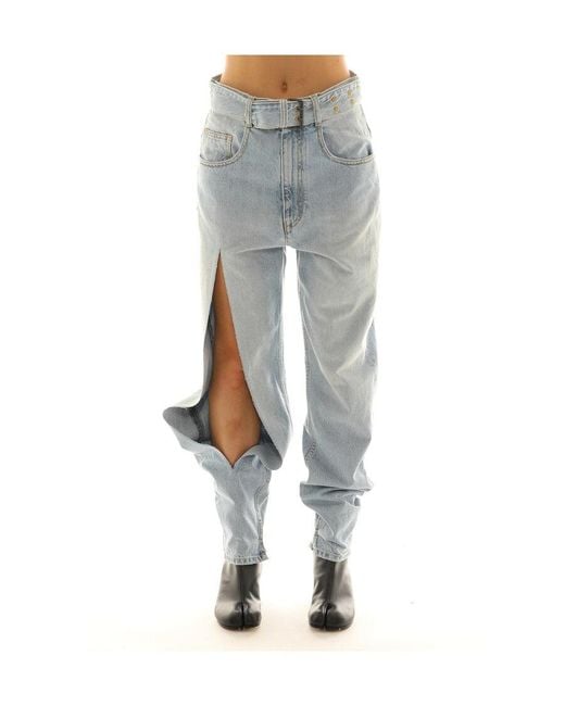 Maison Margiela Blue Slit-Detail Tapered Jeans