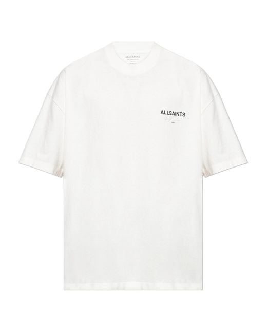 AllSaints White Warsaw Logo T-Shirt for men