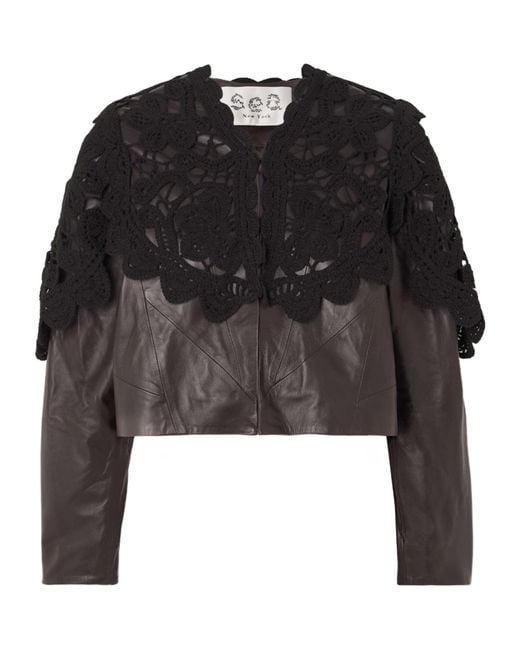 Sea Black V-Neck Leather Jacket