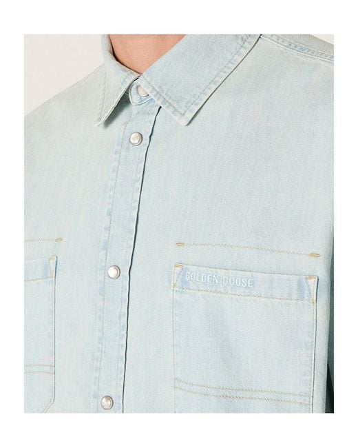 Golden Goose Deluxe Brand Blue Long Sleeved Shirt for men