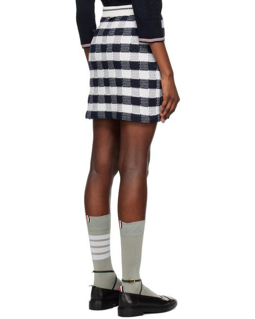 Thom Browne Blue Gingham-Check Jacquard Miniskirt