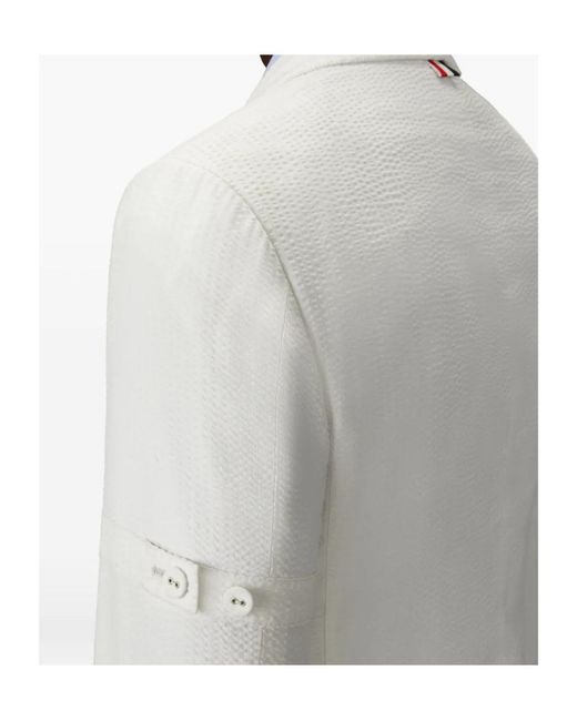 Thom Browne White Embroidered Blazer for men