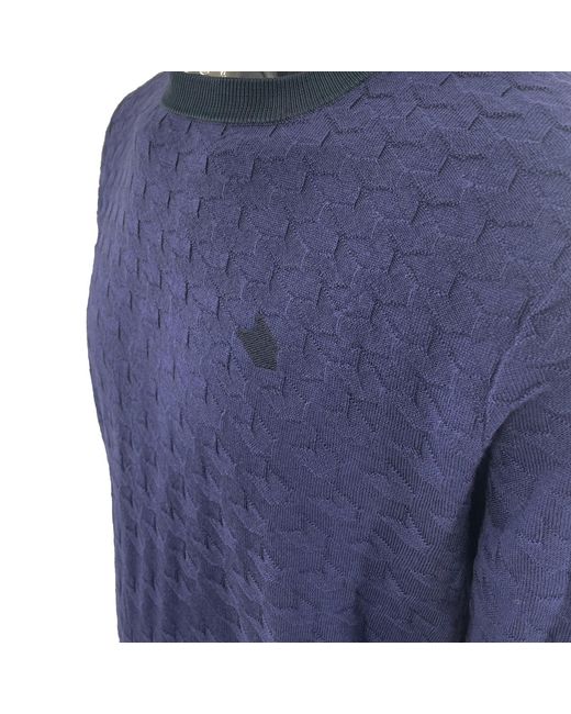 Armani Collezioni Blue Long-Sleeved Round-Neck Sweater for men