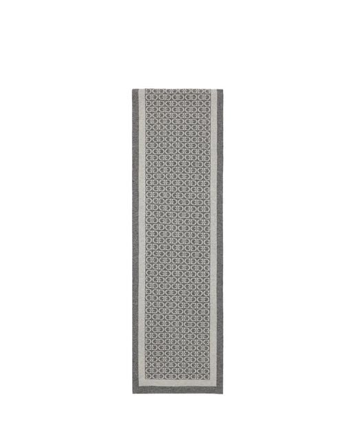 Ferragamo Gray Logo Knitted Scarf