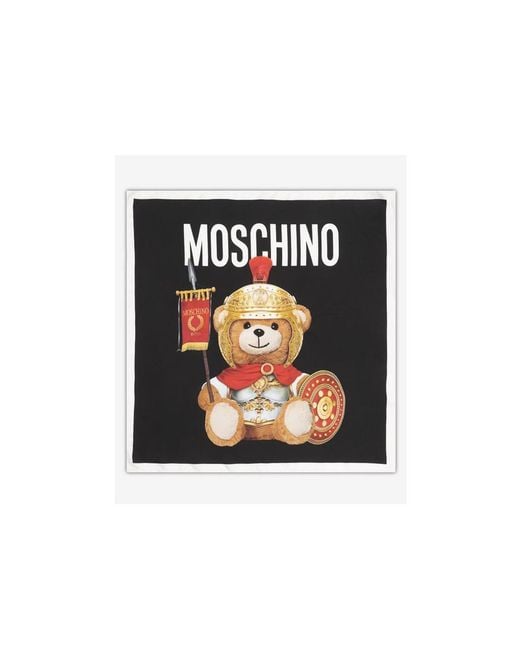 Moschino Black Roman Bear Printed Scarf