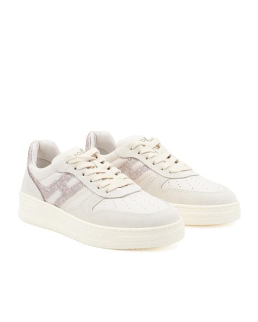 Hogan White H630 Logo Detailed Low-Top Sneakers