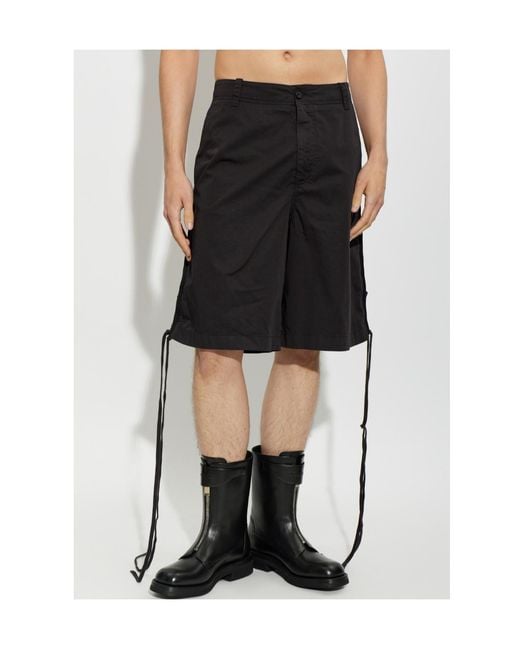 McQueen Black Belt Loop Shorts for men