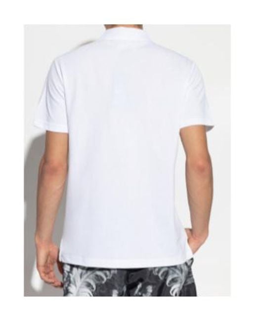 Versace Jeans White Couture Logo Print Short-Sleeved Polo Shirt for men
