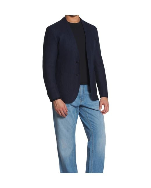 Brioni Blue Midnight Linen, Wool And Silk Jardigan for men