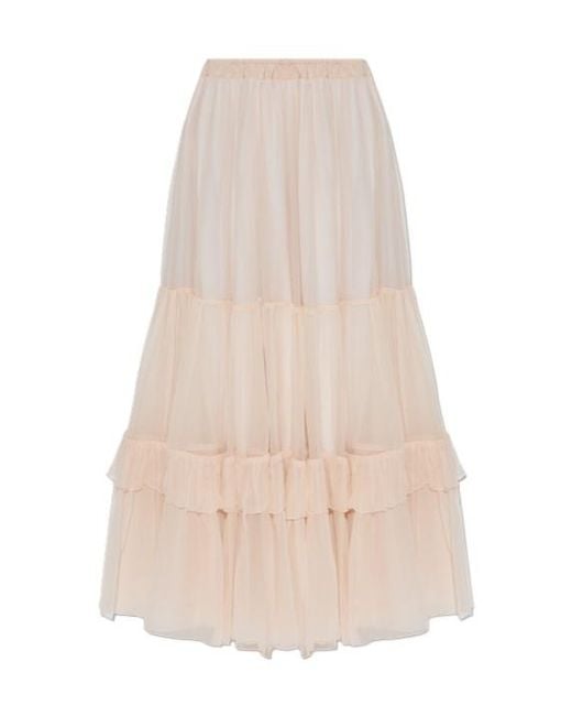 Chloé Natural Chloé Tiered Midi Skirt