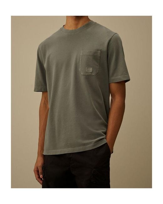 C P Company Green Logo Patch Crewneck T-Shirt for men