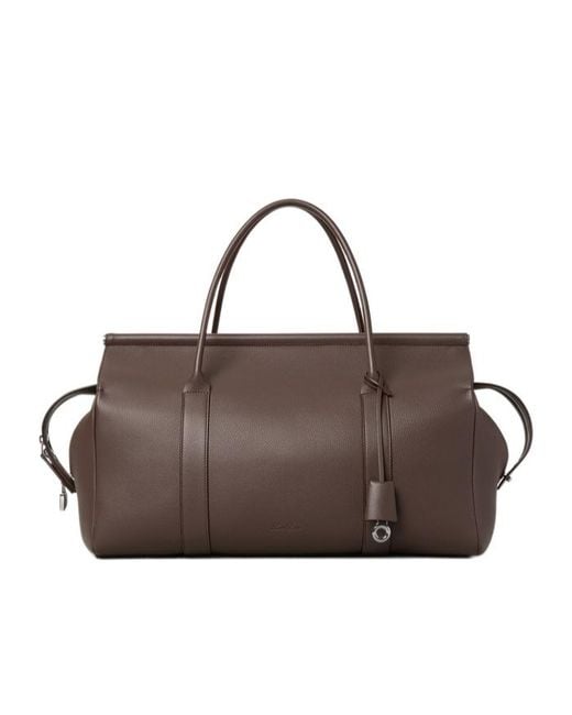 Loro Piana Brown Loom Weekender Bag L42 for men