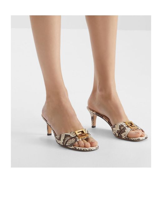 Fendi Metallic Ffold Printed Slip-On Sandals