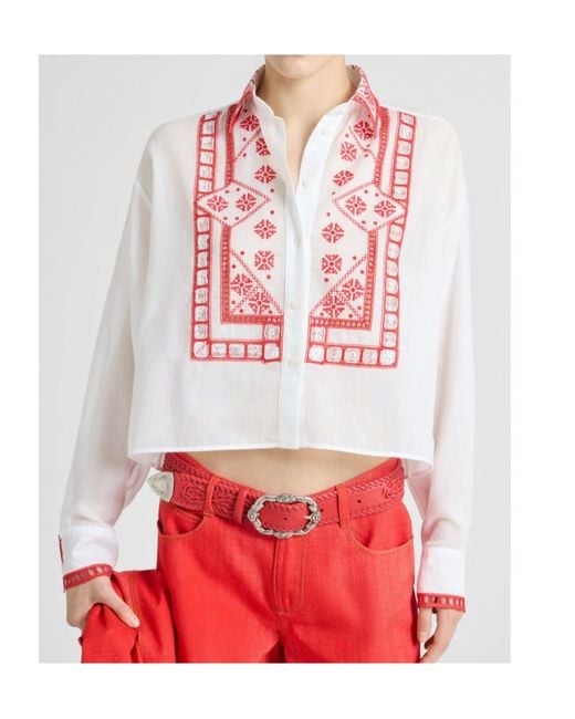 Ermanno Scervino White Manjaro Embroidered Muslin Shirt