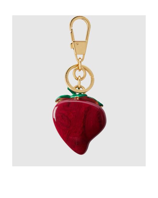 Gucci Red Bee Strawberry-Shaped Keyring