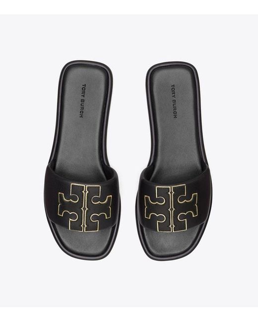 Tory Burch White Double T Sport Slides