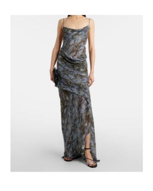 Christopher Esber Multicolor Snake-Print Draped Silk Maxi Dress