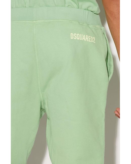 DSquared² Green Slogan-Print Cotton Track Pants for men