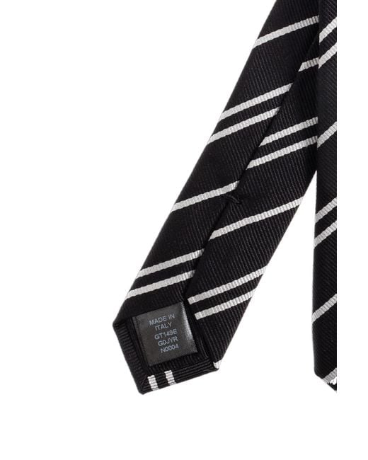 Dolce & Gabbana Black Striped Jacquard Tie for men