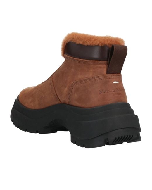 Maison Margiela Brown Solid Color Ankle Boots