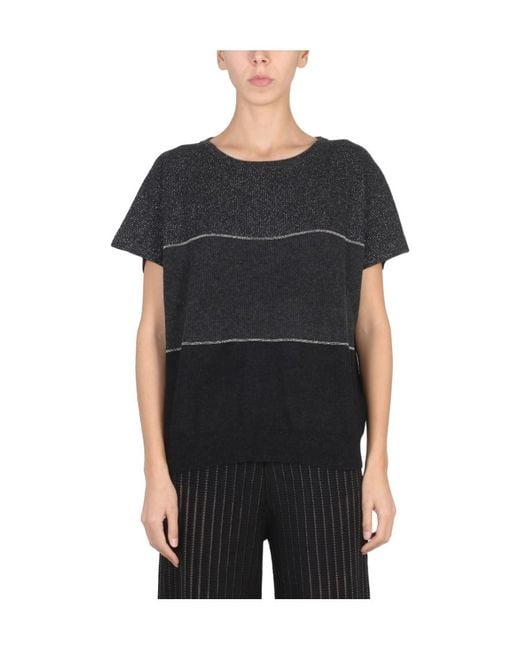 Fabiana Filippi Black Lurex Detailed Turtleneck Jumper