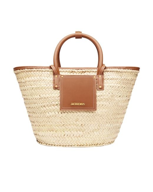 Jacquemus Metallic Double-Handle Straw Tote Bag
