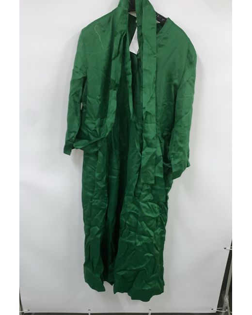 Max Mara Green Ramie Midi Shirt Dress