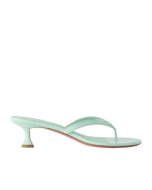 AMINA MUADDI Green Juliette 45 Leather Thong Sandals