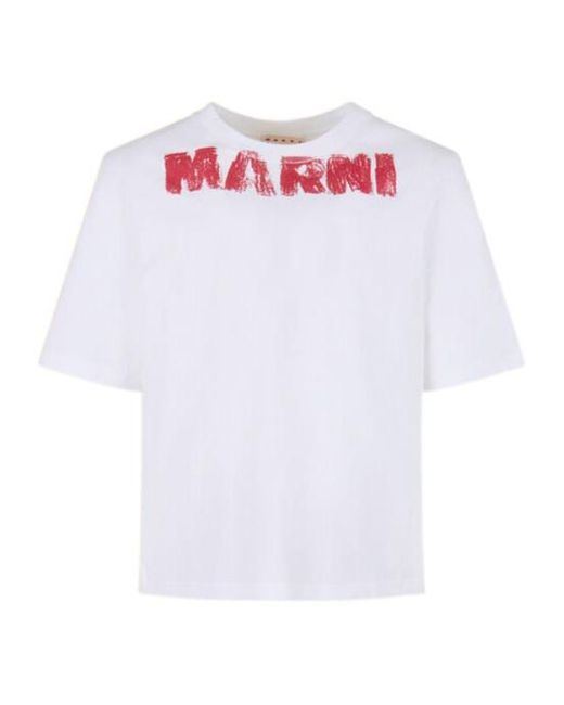 Marni White Monolith Printed T-Shirt for men