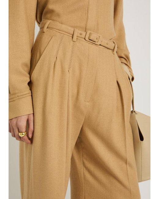 Gabriela Hearst Natural Vargas Herringbone Cashmere And Silk-Blend Trousers