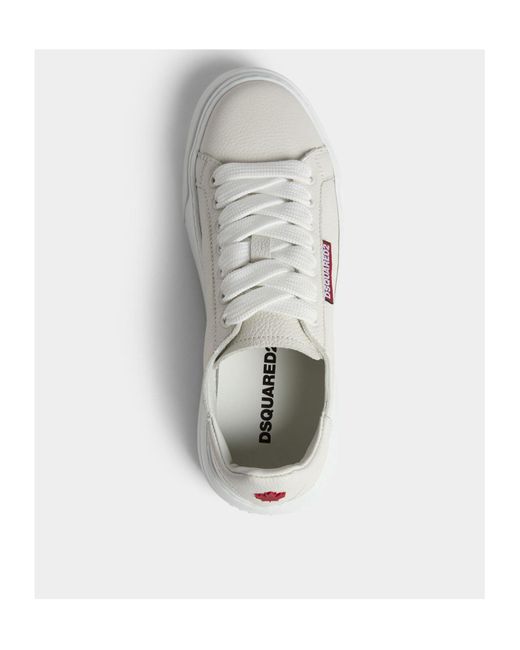 DSquared² White Logo-Embossed Round-Toe Lace-Up Sneakers