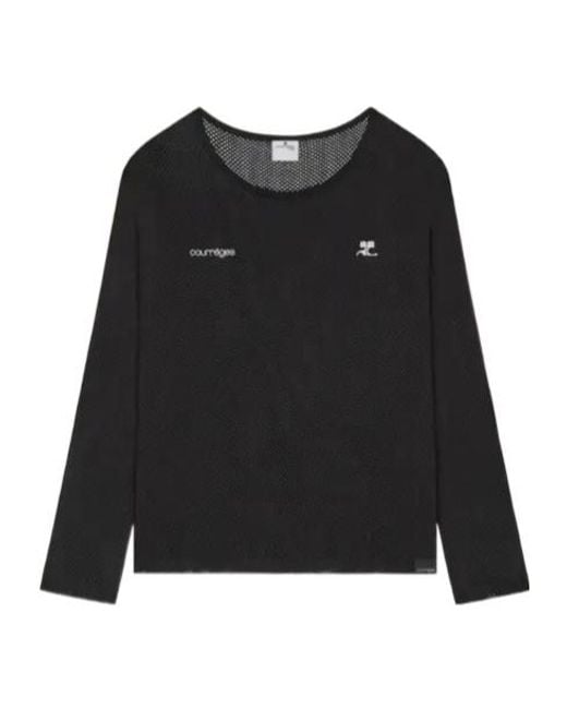 Courreges Black Long-Sleeve Logo Top for men