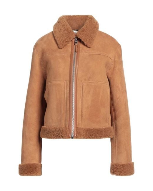 Tory Burch Brown Suede Shearling Jacket
