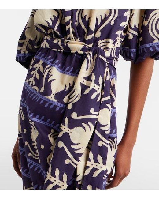 Johanna Ortiz Blue Printed Poplin Midi Dress